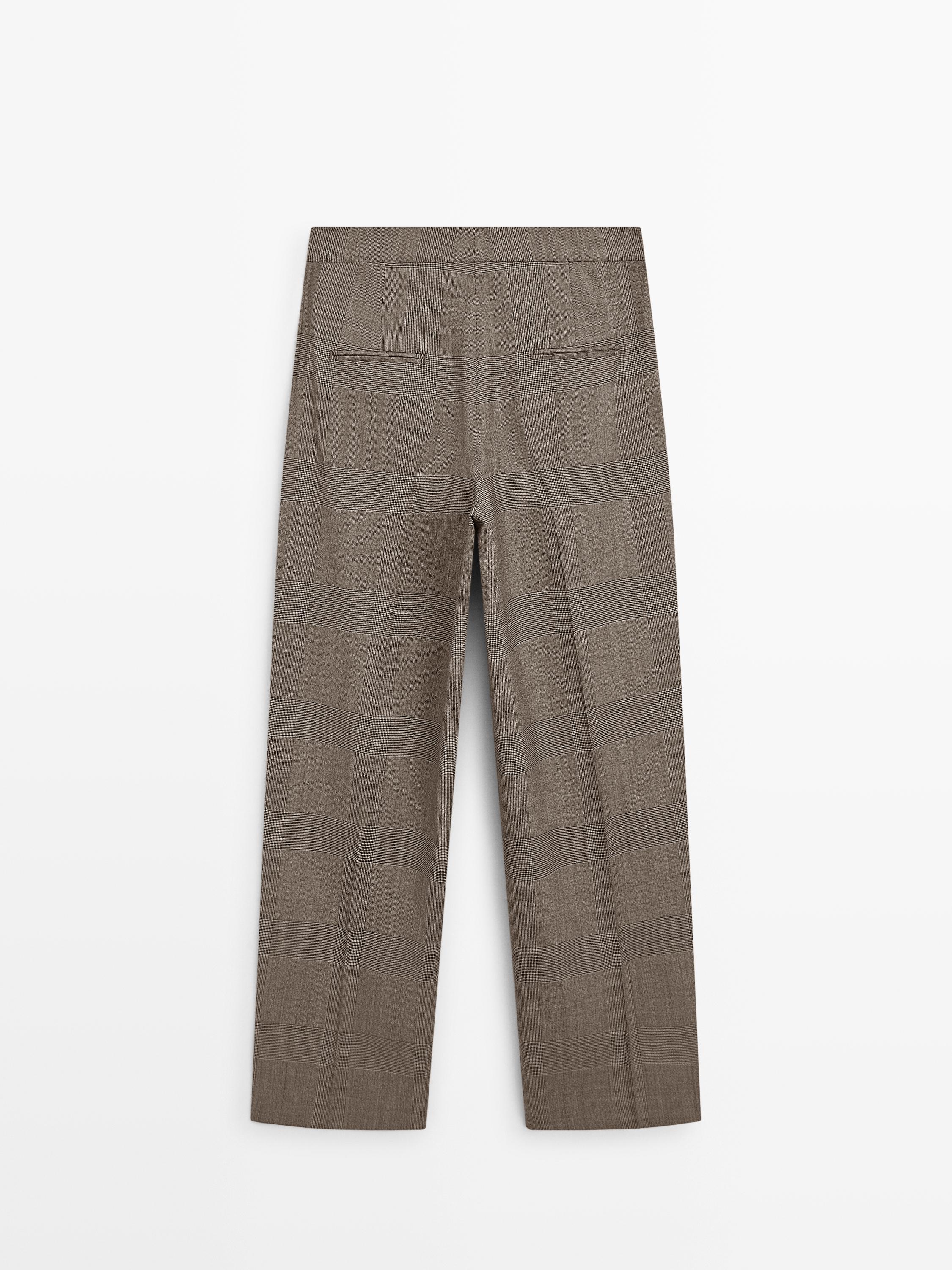 Check wool suit trousers
